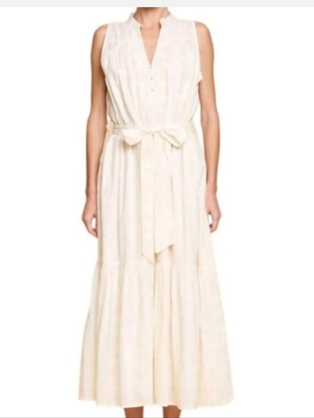CIEBON DOT MIDI DRESS CREAM size Small Sleeveless Embroidery Stitching